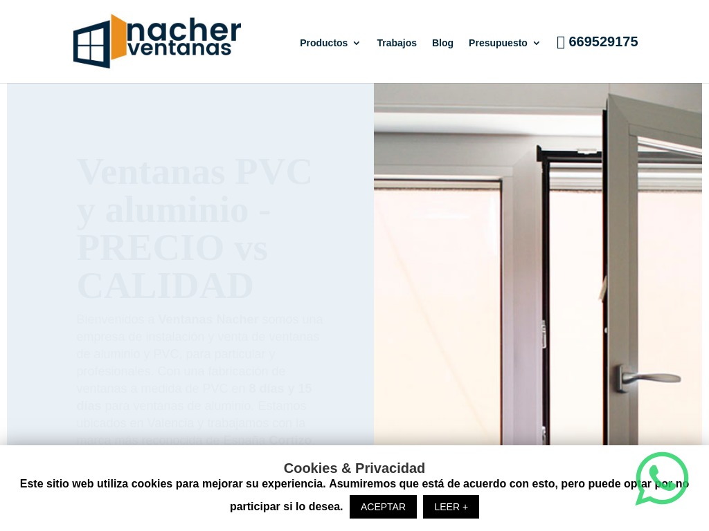 Fabricante distribuidor de ventanas de PVC y aluminio en la comunidad Valenciana