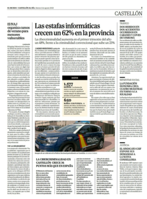 La Cibercriminalidad en Castellón crece 34 puntos más que en España...