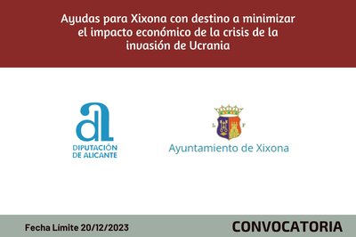 Ayudas para Xixona con destino a minimizar el impacto económico de la crisis de la invasión de Ucrania
