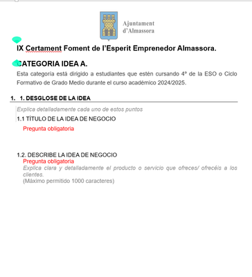 ANEXO 2: EX-169-C A1 Formulario participacin Categora IDEA A