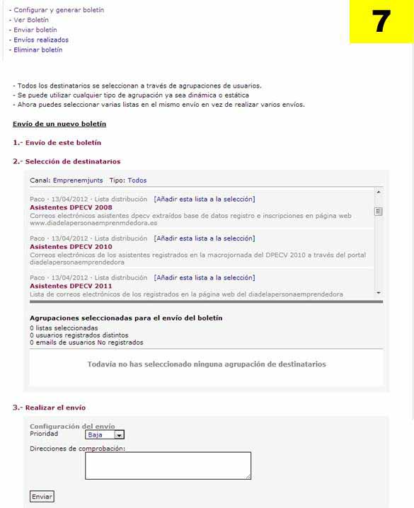 9.1. Boletines. Envíos