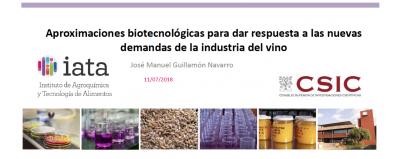 Ponencia: Aproximaciones biotecnolgicas para las nuevas demandas de la industria del vino